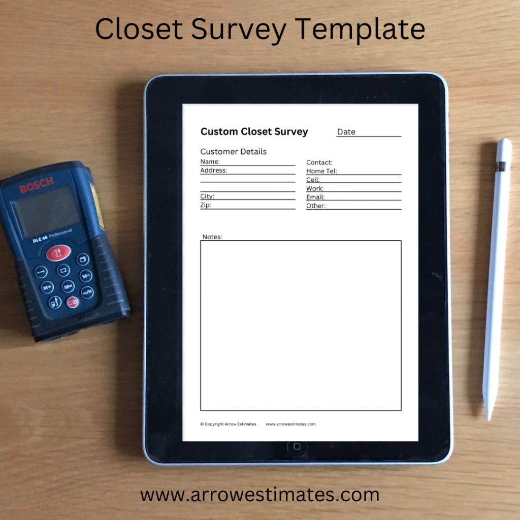 Custom Closet Survey / Measuring Template